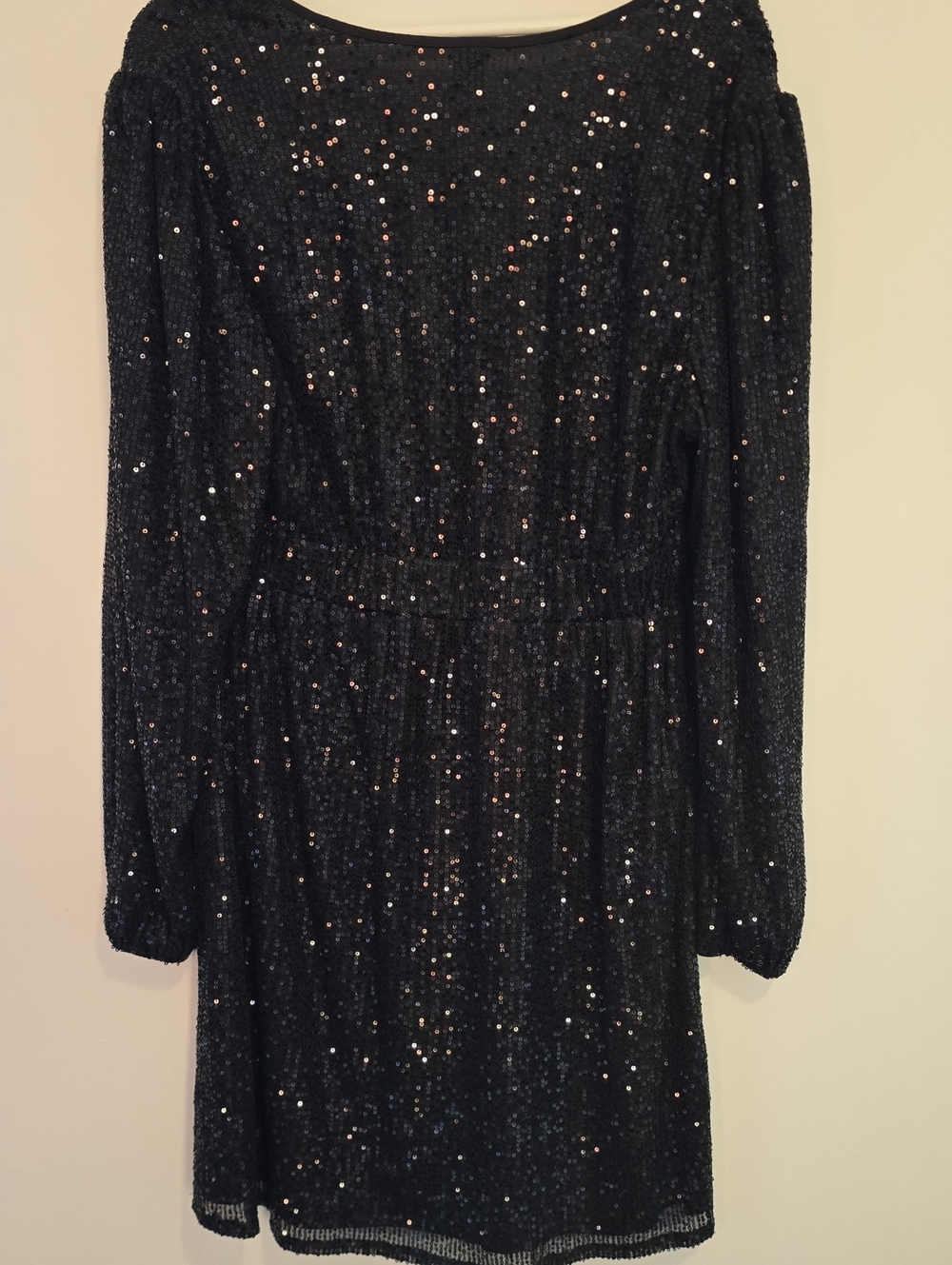 SHEIN Black Sequin V-Neck Long Sleeve Holiday Dress - Picture 8 of 8